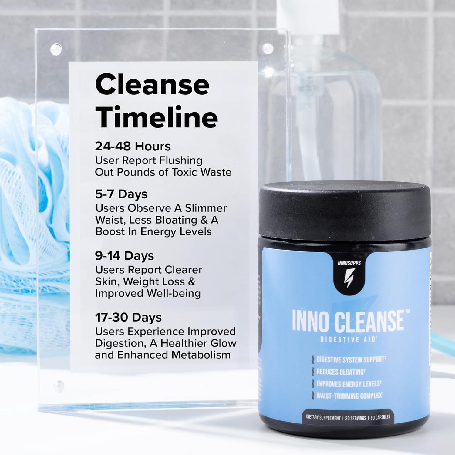 InnoSupps Inno Cleanse - Waist Trimming Complex | Digestive System Support & Aid | Reduced Bloating | Improves Energy Levels | Gluten Free, Vegan Friendly