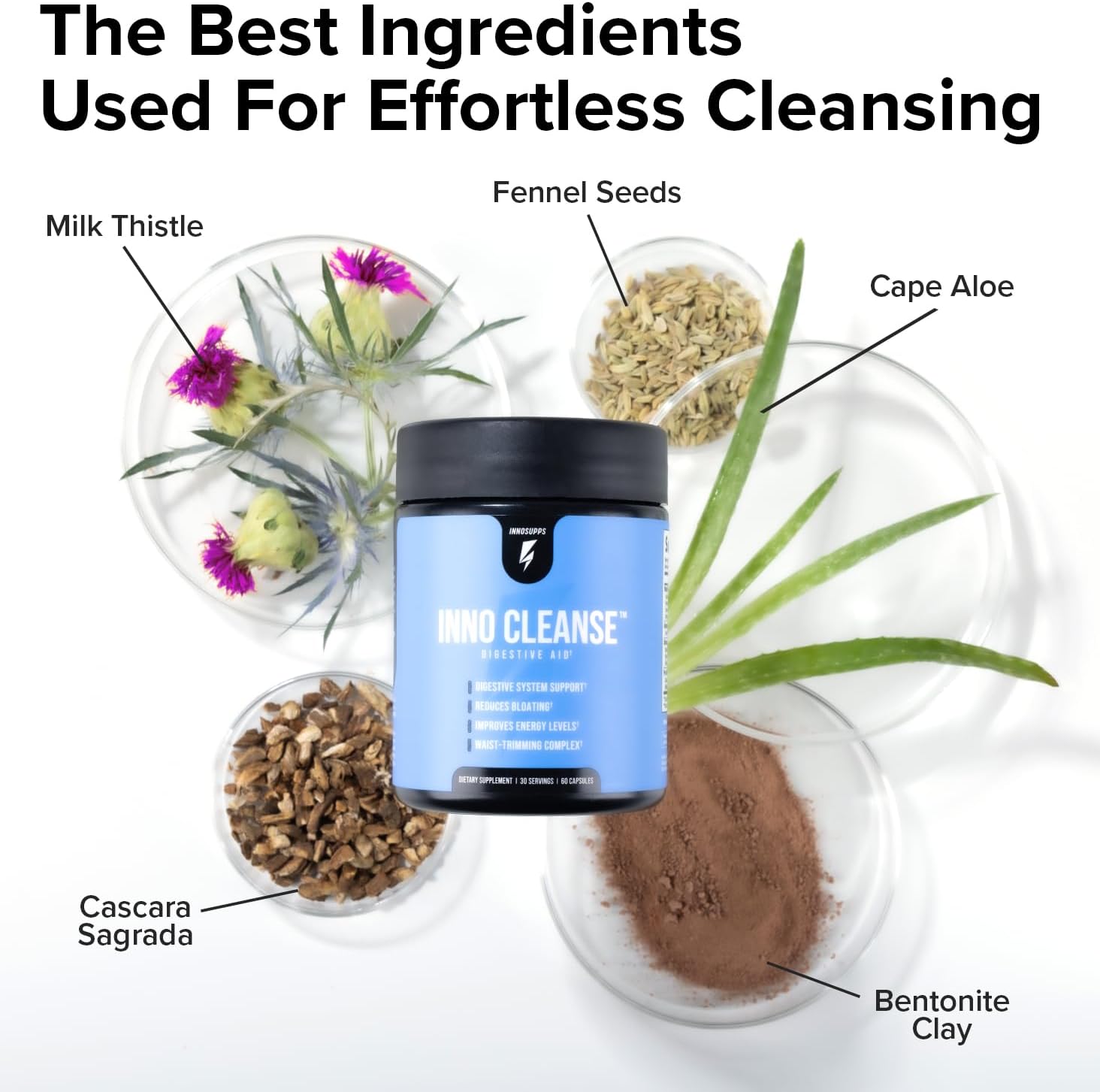 InnoSupps Inno Cleanse - Waist Trimming Complex | Digestive System Support & Aid | Reduced Bloating | Improves Energy Levels | Gluten Free, Vegan Friendly