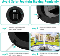 Solar Bird Bath Fountain Pump, Water Feature, Upgrade 1.4W Solar Fountain with 6 Nozzle, Free Standing Floating Solar Powered Water Fountain Pump for Bird Bath, Garden, Pond, Pool, Outdoor