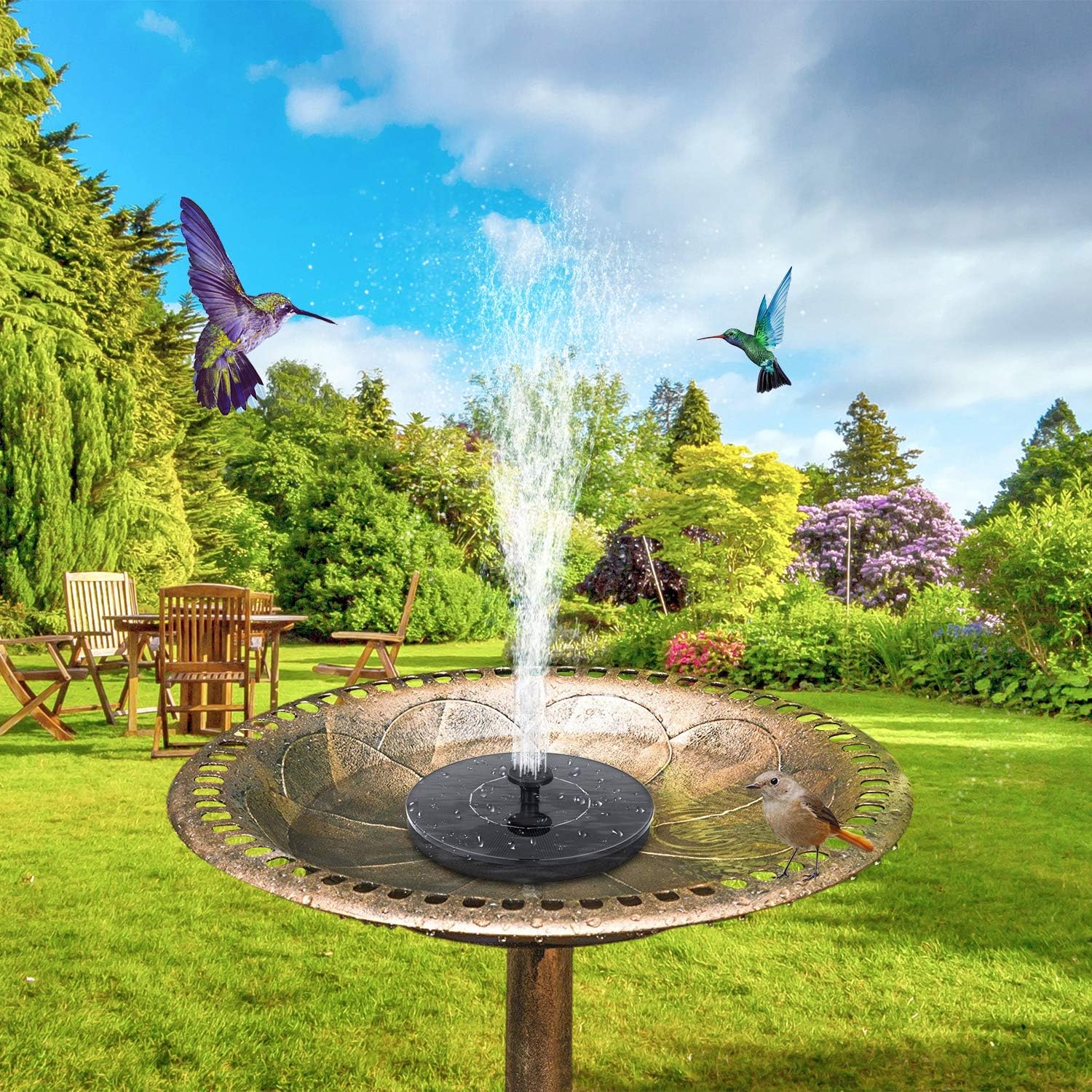 Solar Bird Bath Fountain Pump, Water Feature, Upgrade 1.4W Solar Fountain with 6 Nozzle, Free Standing Floating Solar Powered Water Fountain Pump for Bird Bath, Garden, Pond, Pool, Outdoor