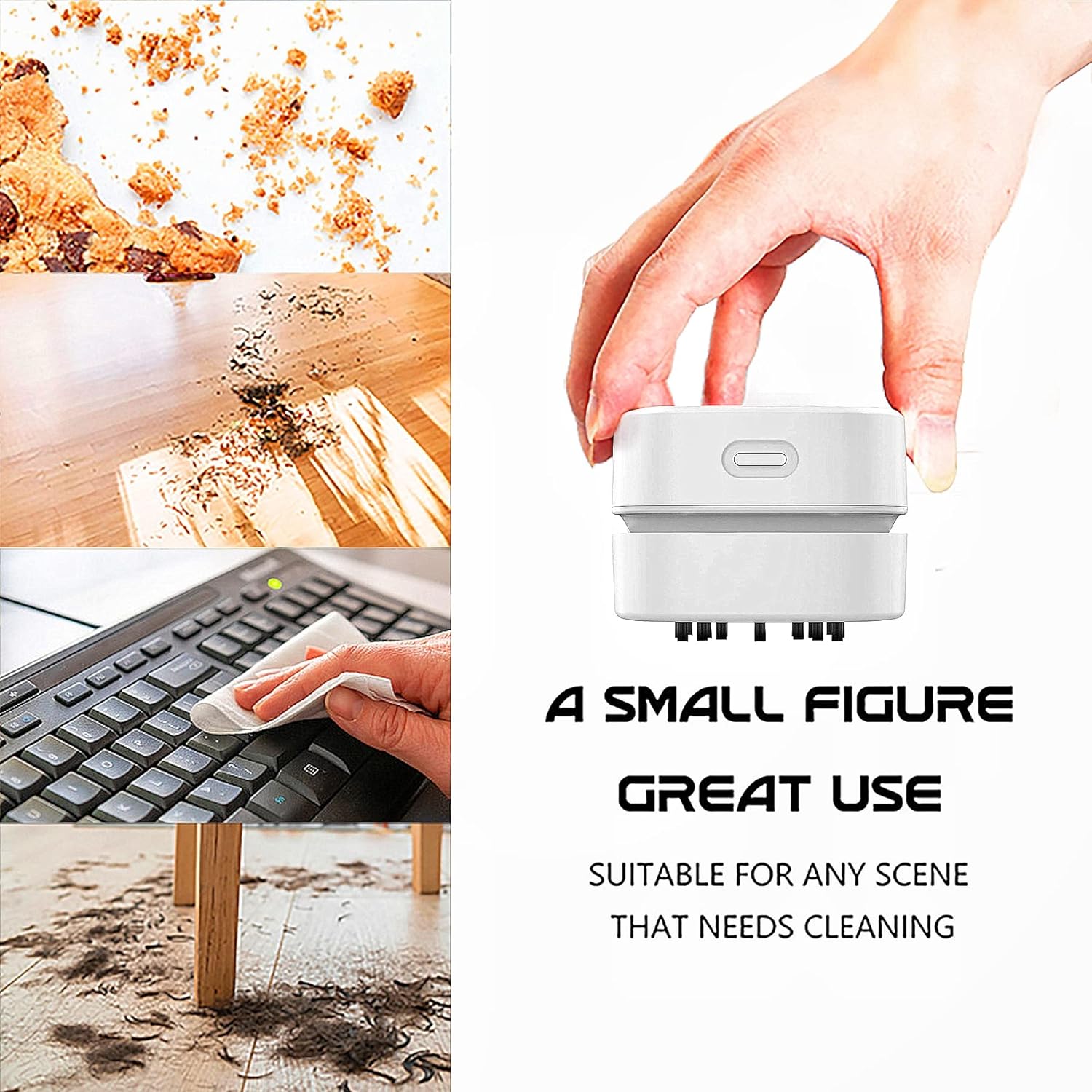 Desk Vacuum Cleaner, Mini Table Vacuum Improved Details Rechargeable More Durable Vac Sucks up Tiny Items Crumbs for Desktop Drawer Countertop Perfect White Elephant Tech Gift