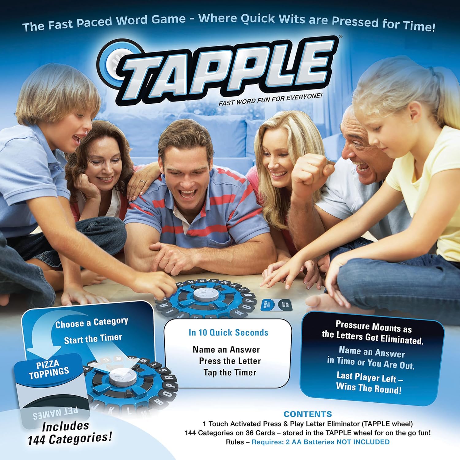 USAOPOLY TAPPLE® Word Game | Fast-Paced Family Board Game | Choose a Category & Race Against The Timer to be The Last Player | Learning Game Great for All Ages